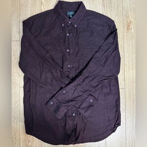 Club Monaco Deep Plum Brushed Flannel Button Down - Slim Fit Large